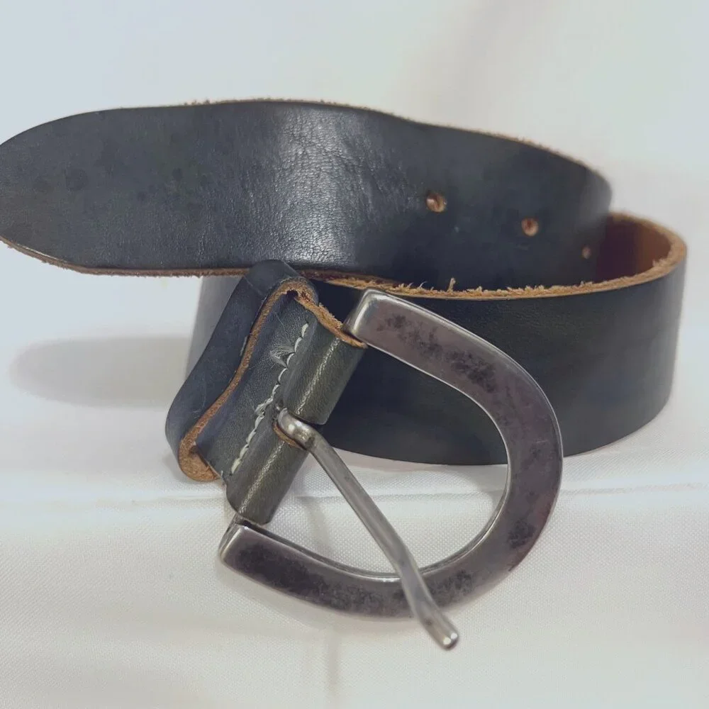 Fabio Corti-Women's Small Distressed Green Genuine Leather Made in Italy Belt - Picture 2 of 16